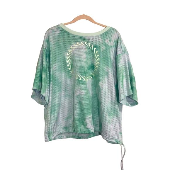 Nike activewear sportswear cropped mesh jersey top tie dye cinched hem size 2X - Picture 1 of 5